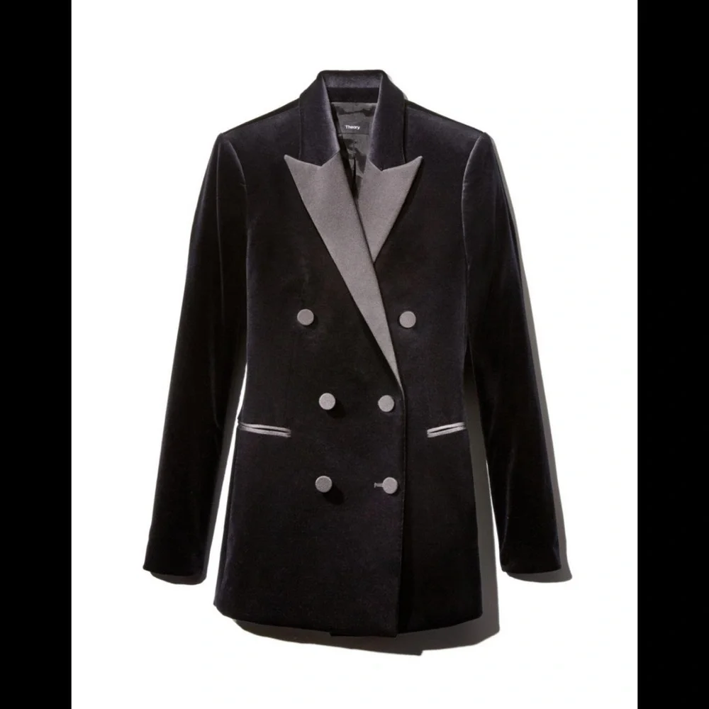 NWOT Theory Velvet Tuxedo Blazer - Picture 7 of 11